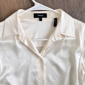 Theory Cream Satin Blouse